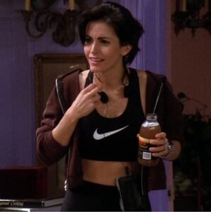 Nike ASO Courtney Cox Monica Geller Friends Sports Bra Size Large Center Swoosh